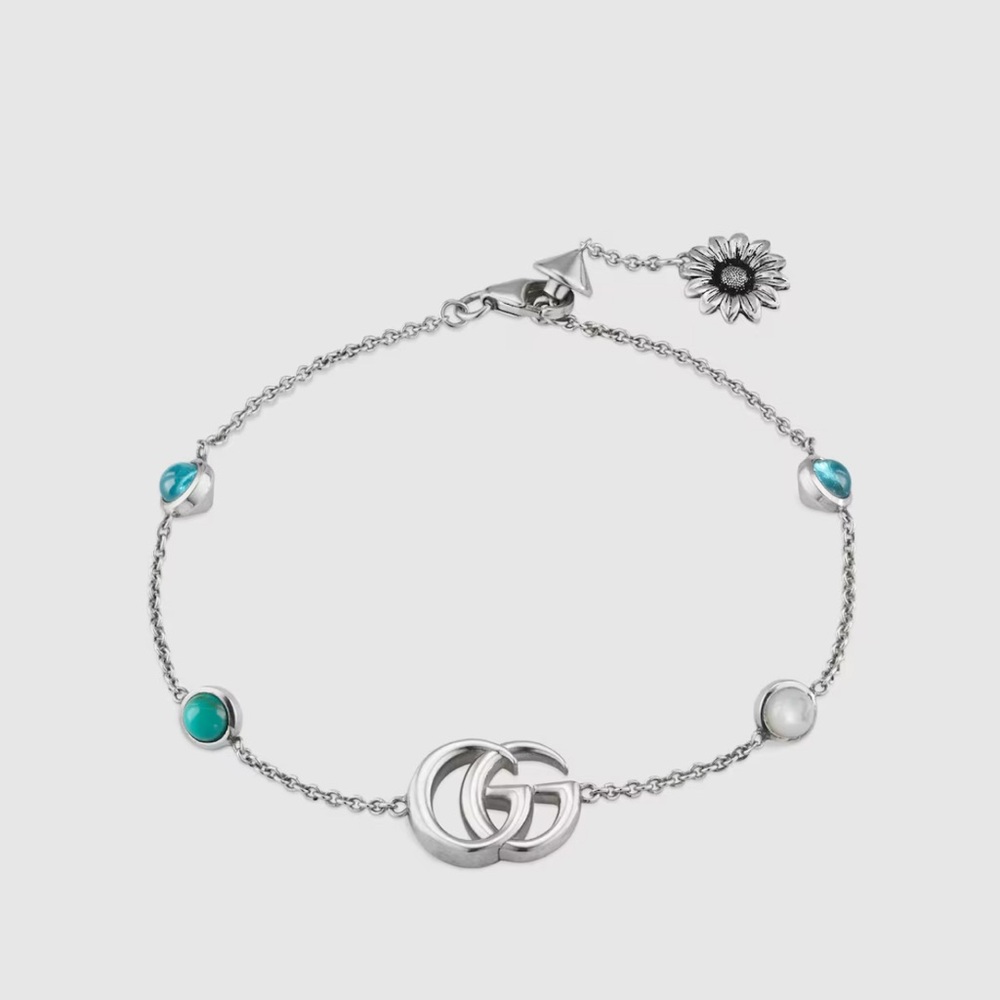 Gucci Silver Bracelet with Turquoise Highlights